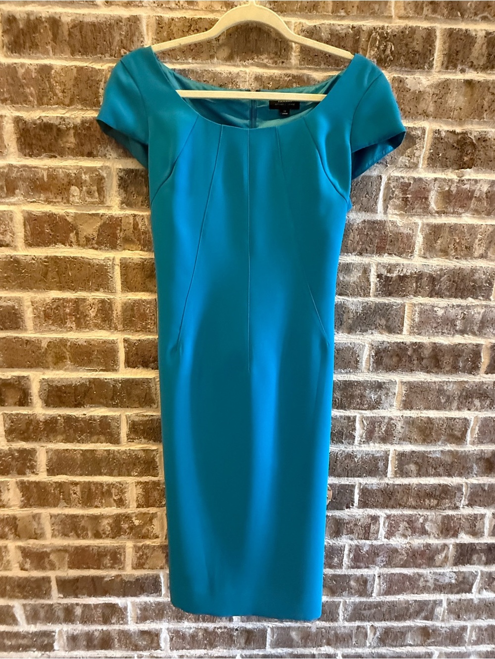 Tahari Teal Cap-Sleeve Midi Sheath Dress - Women